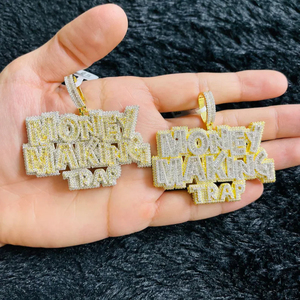 18K placcato oro Hip Hop uomo ragazzo gioielli ghiacciato Bling CZ denaro che segna trappola significativa lettera ciondolo Miami cubana festa di nozze - Product Image 1