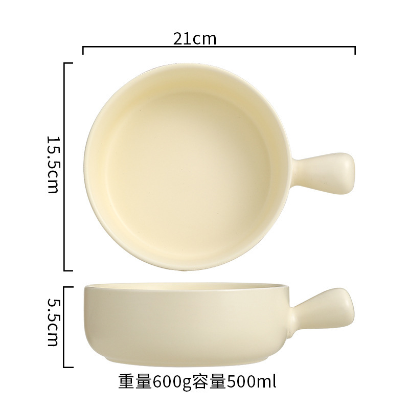 Bowl with handle-off-white