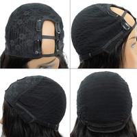 Perruques en U droites en cheveux humains, demi-perruques brésiliennes à clipser, perruques faites à la machine avec raie latérale pour femmes noires