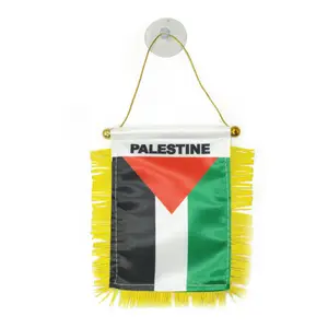 Custom Palestine Republic Satin flag Car Mini Flag Banner for Car Rearview Mirror and Home Decoration