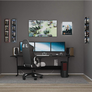 Space Lot de 3 étagères flottantes pour mur 34 pouces jeux vidéo <span class=keywords><strong>CD</strong></span> <span class=keywords><strong>DVD</strong></span> étagère de <span class=keywords><strong>rangement</strong></span> Cube étagère organisateur salon - Product Image 2