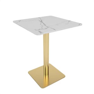 Café doré de luxe Table de salle à manger ronde Bistro Bar Café Mobilier Pierre frittée Table à manger en marbre pour restaurant - Product Image 5