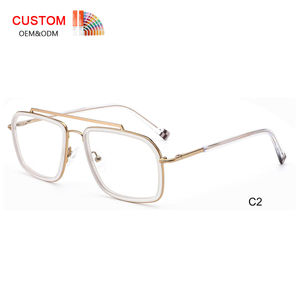 משקפיים עיניים משקפיים גשר כפול מקורי רטרו באיכות גבוהה אצטט משקפיים מתכת עיצוב משקפיים משקפיים - Product Image 4