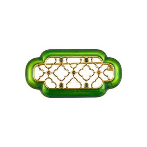Retro Green Window Lattice Brooch Enamel Openwork Geometric Design Women's Fashion Corsage - Product Image 4