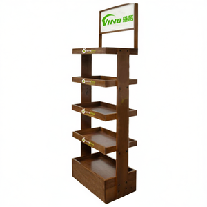 Custom Modern Eco-Friendly Wood 5-Shelf Bread Display Stand for Retail Store Floor Product Display Rack - Product Image 1