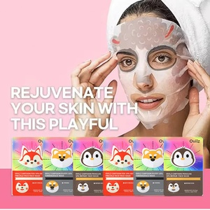 Masque facial en tissu à motif animalier de dessin animé, hydratant, anti-âge, à base de plantes naturelles, pour soins de la peau, spa et beauté en soirée - Product Image 2