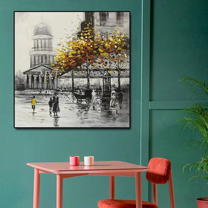 Lukisan minyak karya seni terkenal lukisan tangan 100% pemandangan jalan Paris dekorasi rumah terlaris - Product Image 4