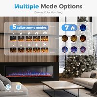 Cheminée murale encastrée Kalsubo de 72 pouces, cadre ultra fin, chauffage à flamme de cristal, double puissance 750W/1500W, minuterie réglable