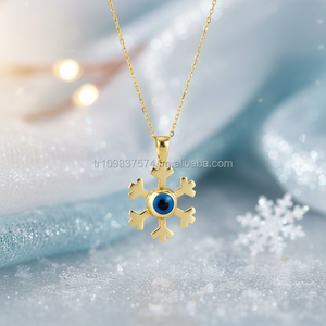 Collier à breloques Flocon de neige en or massif 14 carats - Product Image 3