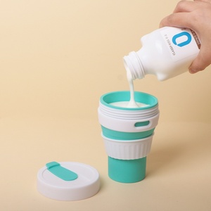 Custom Portable 350ml <strong>Collapsible</strong> Silicone Folding Water Bottle for Outdoor Sports Travel Camping and Coffee Drinking <strong>Cups</strong> - Product Image 2