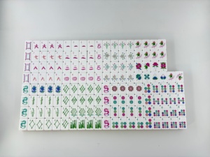 Ensemble de Mahjong américain de 160 tuiles avec <span class=keywords><strong>tapis</strong></span> en néoprène bleu foncé solide et tuiles en acrylique gravées à 4 couches vertes, en stock, livraison gratuite, expédition immédiate - Product Image 4