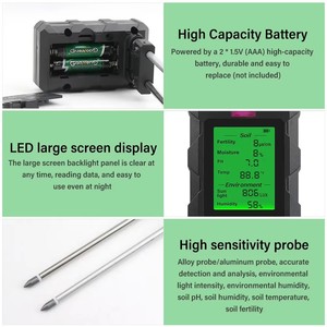 Medidor <span class=keywords><strong>de</strong></span> Suelo Digital 6 en 1 con Pantalla LCD Retroiluminada, para Jardinería, Mide Temperatura, Luz Solar y Fertilidad <span class=keywords><strong>de</strong></span> las Plantas - Product Image 4