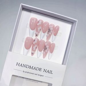 Offre Spéciale Europe et Amérique : Faux Ongles Longs Amande, Style Français Sculpté, Faits Main, Prêts à Poser, <span class=keywords><strong>Manucure</strong></span> Haut de Gamme - Product Image 2