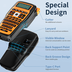 E1000 PRO, принтер для клейких наклеек, портативный ленточный принтер, Поддержка 6-12 мм, лента для этикеток, производитель кабелей для кабелей/хранения - Product Image 4