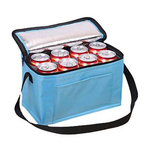 Custom Logo <b>Collapsible</b> Insulated 8 Can Cooler Bag Soft Sided Beverage Holder Front Pocket for Outdoor Event Giveaways - Product Image 3