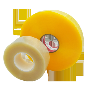 Nastro di sigillatura all'ingrosso su misura nastro di imballaggio trasparente grande rotolo con sfondo bianco E testo rosso per uso E-Commerce, speciale - Product Image 1