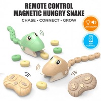 Jouet Serpent Magnétique Interactif RC&APP 2.4G à Double Contrôle, Jouet Serpent Mangeur de Son Propre Corps avec Son et Lumière pour Enfants, Jouet Voiture de Course