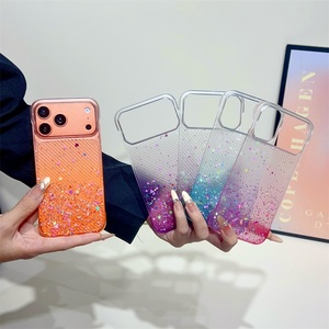 เคสโทรศัพท์มือถือใสสีรุ้งวิบวับ ประดับกลิตเตอร์ สำหรับ iPhone 17 Air 16 15 Pro Max  ฝาหลังลายตาราง TPU - Product Image 1