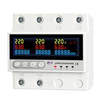 JIUJI Compteur prépayé kWh par phase, Commutateur automatique 3 voies, Protection contre les surtensions et les sous-tensions, Sélecteur de phase sur rail DIN, Relais de tension CE