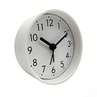 Reloj Despertador de Cuarzo de Plástico Blanco de 3 Pulgadas, Diseño Minimalista con Agujas, Funciona con Batería, Diseño Circular, Reloj de Escritorio Silencioso para Negocios