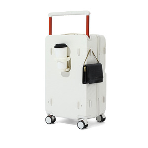 Wide Trolley Case 24 Inch Front Open Zipper <b>Lock</b> Universal Wheels Travel <b>Suitcase</b> Unisex Solid Color Spring 2025 - Product Image 5