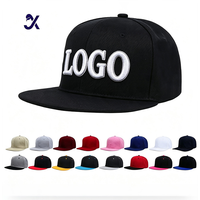 Casquette de sport en coton avec logo en caoutchouc à 5 panneaux, fabrication OEM JX, haute qualité, Gorras à visière plate, style hip-hop, snapback noir