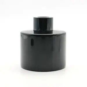 100毫升香水黑色玻璃扩散器瓶圆形扩散器罐，带黑色盖28-410