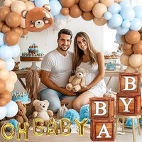 Meilleures ventes transfrontalières : Ensemble de ballons géants Ours en peluche bleu et marron, 115 pièces, en papier écologique, pour fêtes, mariages et anniversaires