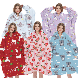 Nhà Máy Bán buôn tùy chỉnh thiết kế dành cho người lớn Sherpa trùm đầu áo mùa đông ấm mặc hoodie chăn với tay áo - Product Image 2