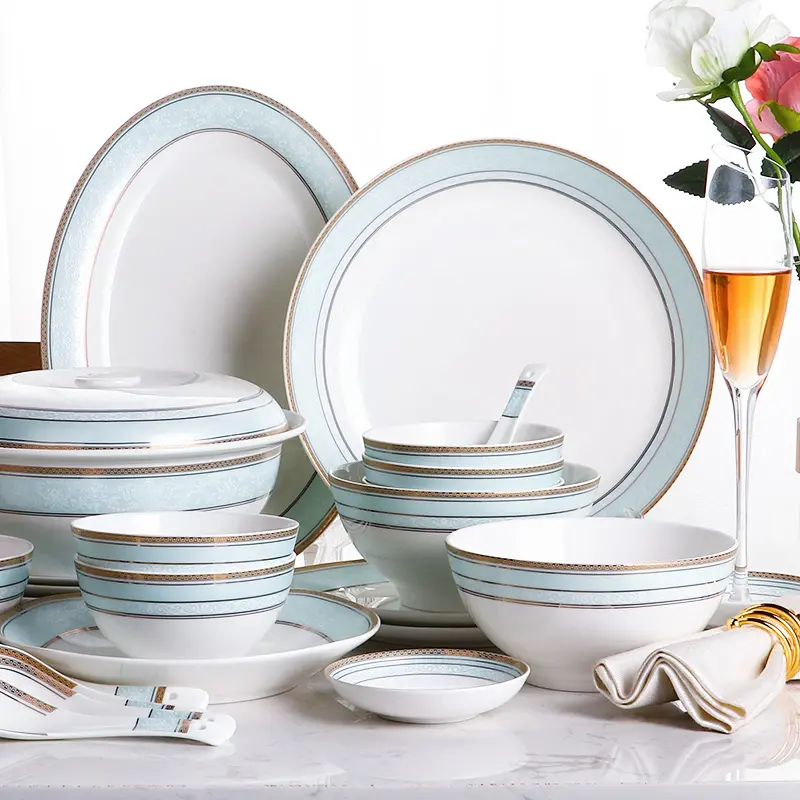 Vaisselle de table en céramique exquise, vaisselle de fête, avec impression de logo personnalisé, de style blanc, pour la maison, à la mode, 1 pièce