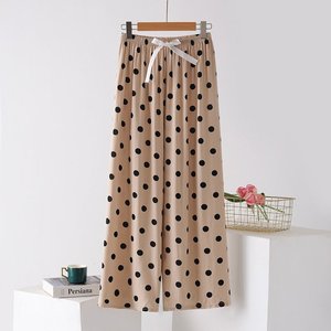 Pantalon ample à pois pour femmes, pantalon d'été fin et confortable, vêtements de maison, grande taille, pantalon décontracté pour femmes d'âge moyen et âgées - Product Image 1