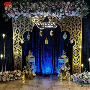 SMOOTH Muslim Ramadan Festival Decoration <b>Backdrop</b> Hollow Pattern <b>Gold</b> Arch for Large Events Decor - Product Image 1