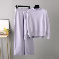 Nouvel Ensemble Deux Pièces Pull Long en Tricot Personnalisé Femme, Couleur Unie Respirant Ample et Confortable