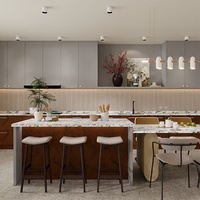 Meubles de cuisine de luxe Aige, personnalisation complète de la maison, armoires de rangement en panneaux de particules de qualité E0, fabrication OEM/ODM