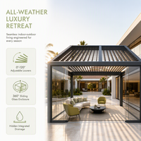Gazebo motorisé en aluminium, design évolutif, résistant au vent, pour maison intelligente, adapté aux espaces de vie extérieurs en évolution