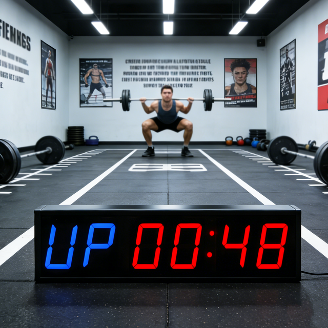 Gym Timer LED Display Wall Mounted Interval Timer Clock for Commercial Home Gym Fitness HIIT Workout Training Digital Gym Timer