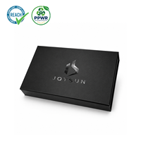 Boîte cadeau en papier pliable de luxe noire pour vêtements et accessoires, avec logo UV personnalisé, vente en gros