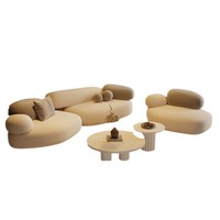 Ensemble Canapé Modulable GEDO Crème Galet, Carré en Tissu Créatif pour Salon de Coiffure ou Réception
