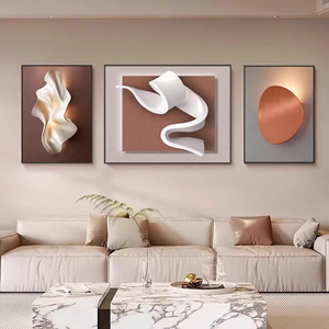 <span class=keywords><strong>Arte</strong></span> Murale in Porcellana Cristallina Astratta Minimalista Moderna in Bianco e Nero, Set di 3 Pezzi, Cornice in Alluminio di Lusso Leggero, Decorazione da Parete per Divano - Product Image 2