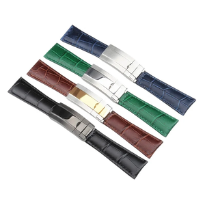 Correa de Reloj de Cuero de Lujo de 20 mm, Duradera, para Rolexx <span class=keywords><strong>Daytona</strong></span>, con Cierre Desplegable, Venta al por Mayor - Product Image 1