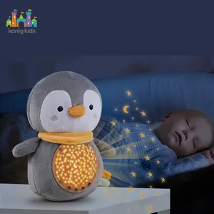 Konig Детская Новая игрушка для сна мягкая плюшевая проекция пингвина с успокаивающими музыкальными ночными огнями