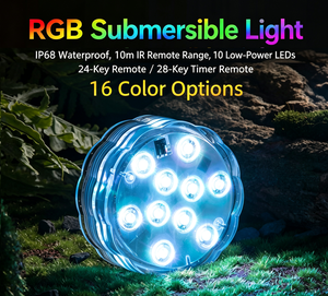 Lampe LED de plongée télécommandée, lampe de piscine RGB multicolore, lampe sous-marine créative, rechargeable par USB, lampe étanche pour aquarium - Product Image 2