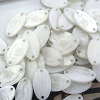 Kain biru cangkang resin warna tombol mata tanda ceri diukir tombol oval gaun rajut tag