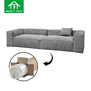 Ensemble de canapés sectionnels design simple et doux, meubles de salon gris, canapé modulaire moderne à siège profond compressé dans une boîte - Product Image 1