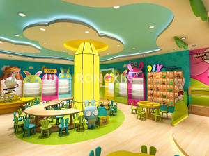 مجموعة أثاث حضانة للأطفال بتصميم مخصص، طاولة وكراسي للأطفال مع أرفف معلقة، أثاث لديكور غرفة الأطفال - Product Image 4