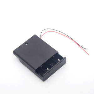 Battery <b>Case</b> For 4 X AA Batteries With <b>Switch</b> And Cover Portable With Thick Wires - Product Image 1