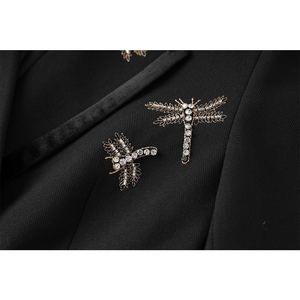 Elegante Blazer da <span class=keywords><strong>Donna</strong></span> con Diamanti, Giacca Doppiopetto con Scollo a V, Antirughe, Maniche Lunghe, Cintura, in Tessuto Pettinato Tinta Unita - Product Image 3
