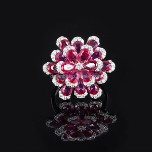 Set di Gioielli di Lusso 4 Pezzi Rosa a Forma di Pera con Grande Zircone Cubico per Donne, Costume da Festa di Dubai per Spose e Matrimoni - Product Image 2