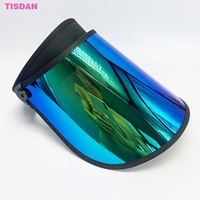 Nouveauté Logo personnalisé capuchon de pare-soleil en plastique souple bouclier miroir lentille de couleur grand bord extérieur plage et sport chapeau de protection UV