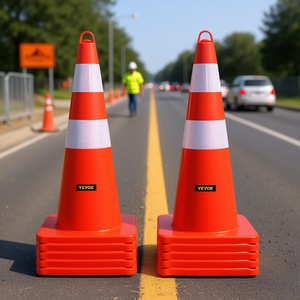 Cônes de signalisation Vevor 28 pouces orange avec colliers réfléchissants et base lestée pour la sécurité routière et les zones de construction - Product Image 2